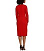 Color:Red - Image 2 - Stretch Crew Neck Long Sleeve Midi Dress