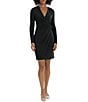 Color:Black - Image 1 - Stretch Matte Jersey V-Neck Long Sleeve Dress