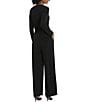 Color:Black - Image 2 - Stretch Matte Jersey V-Neck Long Sleeve Jumpsuit