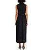 Color:Black - Image 2 - Stretch Poplin Collared Neck Sleeveless Midi Dress