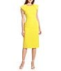 Color:Empire Yellow - Image 3 - Stretch Ruffle Cap Sleeve Sheath Dress