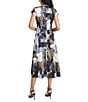 Maggy London Twill Paint Print Cap Sleeve Midi Dress, Color:Black/Olive - Image 2