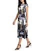 Maggy London Twill Paint Print Cap Sleeve Midi Dress, Color:Black/Olive - Image 3