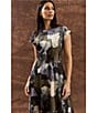 Maggy London Twill Paint Print Cap Sleeve Midi Dress, Color:Black/Olive - Image 5