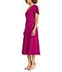 Maggy London V-Neck Flutter Sleeve Asymmetrical Lattice Scuba Crepe Midi Dress, Color:Audacious Orchid - Image 3