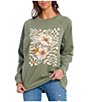 Color:Light Army - Image 1 - Magic Bf Floral Graphic Crew Neck