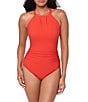 Magicsuit Amelia Solid High Neck Hidden Underwire Bra Open Portrait Back One Piece Swimsuit - Image 1