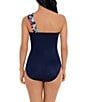 Color:Navy Multi - Image 2 - Belize Goddess Tropical Print Convertible One Shoulder One Piece Swimsuit