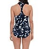 Color:Black/Multi - Image 2 - Dream State Coco Printed Zip Front High Neck Underwire One Piece Swimsuit