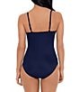 Color:Navy Blue - Image 2 - Isabel Solid Ruffle V-Neck Underwire Shaping One Piece Swimsuit