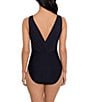 Color:Black - Image 2 - Marquis Kristi Solid Plunge Neck Draped V-Back One Piece Swimsuit