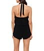 Magicsuit Piper Solid High Crochet Neck Hidden Underwire Bra Romper Swimsuit, Color:Black - Image 2
