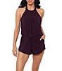 Magicsuit Piper Solid High Crochet Neck Hidden Underwire Bra Romper Swimsuit
