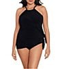 Color:Black - Image 3 - Plus Size Parker Control Fit Convertible Underwire High Neck Swim Dress