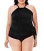 Color:Black - Image 5 - Plus Size Parker Control Fit Convertible Underwire High Neck Swim Dress