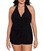 Color:Black - Image 1 - Plus Size Solid Bianca One-Piece Control Fit Swimsuit Romper