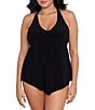 Magicsuit Plus Size Solid Taylor V-Neck Underwire Tankini Swim Top & Solid Jersey Brief Shirred Swim Bottom - Image 1