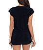 Color:Black - Image 2 - Shirred Solid Beach Dress Cover Up