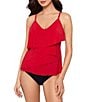 Magicsuit Solid Chloe V-Neck Draped Layered Tankini Swim Top & Solid Jersey Brief Shirred Swim Bottom - Image 1