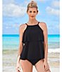 Magicsuit Solid Chloe V-Neck Draped Layered Tankini Swim Top & Solid Jersey Brief Shirred Swim Bottom - Image 4