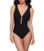 Magicsuit Solid Darly Beaded Plunge Neck One Piece Swimsuit - Image 1
