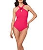 Magicsuit Solid Edith Floral Keyhole Halter Neck One Piece Swimsuit - Image 5
