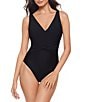 Magicsuit Solid Esti V-Neck Fixed Interlock Waist Belt One Piece Swimsuit - Image 1