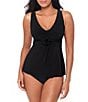 Magicsuit Solid Hadee Front Floral V-Neck Tankini Swim Top & Solid Jersey High Waist Swim Bottom - Image 1