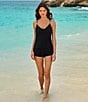Color:Black - Image 4 - Solid Mila Romper Shaping One-Piece Swimsuit