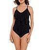 Magicsuit Solid Rita V-Neck Triple Ruffle Tankini Swim Top & Solid Jersey High Waist Swim Bottom - Image 1