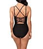 Magicsuit Solid Sigourney Scoop Neck Underwire Strappy Back One Piece Swimsuit, Color:Black - Image 2