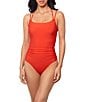 Magicsuit Solid Sigourney Scoop Neck Underwire Strappy Back One Piece Swimsuit, Color:Blaze - Image 1