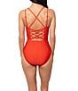 Magicsuit Solid Sigourney Scoop Neck Underwire Strappy Back One Piece Swimsuit, Color:Blaze - Image 2