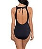 Magicsuit Solid Steffi Lace-Up Grommet Open Back Plunge One Piece Swimsuit - Image 2