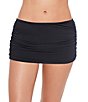 Color:Black - Image 1 - Solids Shirred Swim Skirt