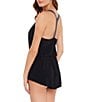 Color:Black - Image 3 - Star Studded Gabby Swim Romper One Piece