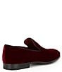 Color:Burgundy - Image 2 - Men's Dorio Venetian Velvet Grosgrain Piping Slip-On Loafers