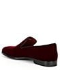 Color:Burgundy - Image 3 - Men's Dorio Venetian Velvet Grosgrain Piping Slip-On Loafers
