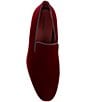 Color:Burgundy - Image 5 - Men's Dorio Venetian Velvet Grosgrain Piping Slip-On Loafers