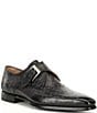 Color:Grey - Image 1 - Men's Crosley Monk Strap Ostrich Stamped Leather Dress Shoes