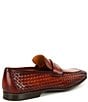 Color:Cognac - Image 2 - Men's Shayne Leather Woven Penny Loafers