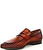 Color:Cognac - Image 4 - Men's Shayne Leather Woven Penny Loafers