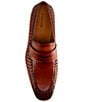 Color:Cognac - Image 5 - Men's Shayne Leather Woven Penny Loafers