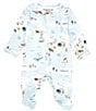 Color:Blue - Image 1 - Baby Boys Preemie-9 Months Long Sleeve Sea The World Footed Coverall