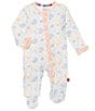 Color:Darby - Image 1 - Baby Girls Newborn-9 Months Long Sleeve Flower Printed Footed Coverall
