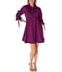 Color:Orchid - Image 1 - 3/4 Cinched Sleeve Collared Neck Dress