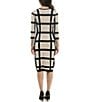 Moda Tara Crew Neck 3/4 Sleeve Sweater Stretch Knit Sheath Dress, Color:Beige/Black - Image 2