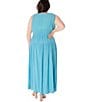 Color:Sky - Image 2 - Plus Size Sleeveless V-Neck Cummerbund Waist Maxi Dress