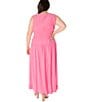 Color:Bubblegum - Image 2 - Plus Size Sleeveless V-Neck Cummerbund Waist Maxi Dress