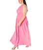 Color:Bubblegum - Image 3 - Plus Size Sleeveless V-Neck Cummerbund Waist Maxi Dress